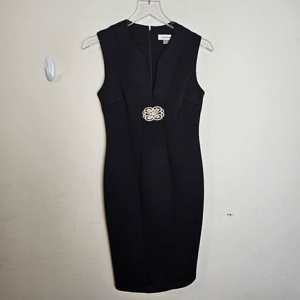 Calvin Klein Women's Embellished Sheath Dress CD9M153H Women's Black Size 2